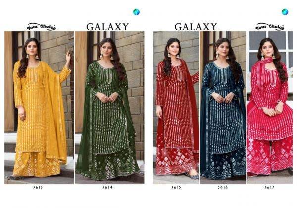 Y.c Galaxy Latest Fancy Casual Wear Georgette Top And Bottom With Heavy Chiffon Dupatta Dress Material Collection